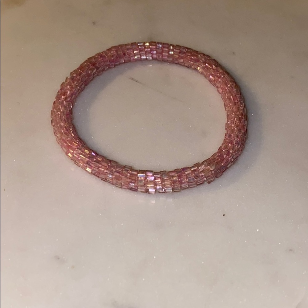 Vintage Light Pink Beaded Rope Bracelet